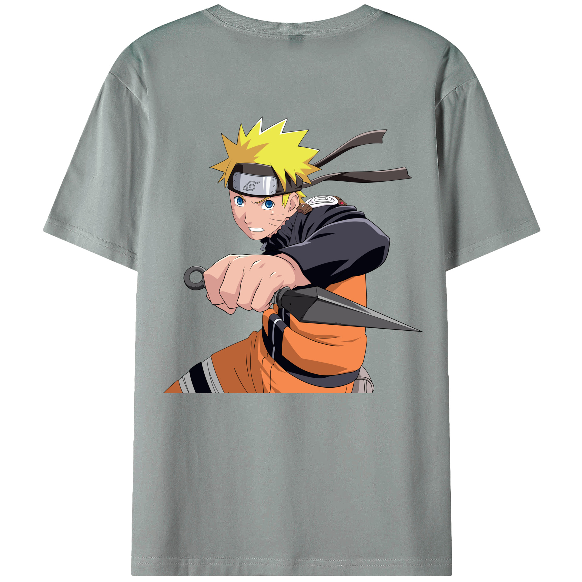 （画像用） NARUTO -ナルト- うずまき ナルト Uzumaki Naruto 綿100％ メンズ半袖Tシャツ（バックプリント） 通気性